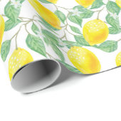 Citroenen geel wit groen zomer patroon cadeaupapier (Rol Hoek)