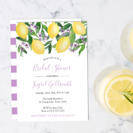 Citroenen Gele en Paarse Citrus Bruiloftsborrel Kaart