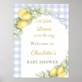 Citroenen geruite blauwe strik boy welkom Baby Sho Poster (Voorkant)