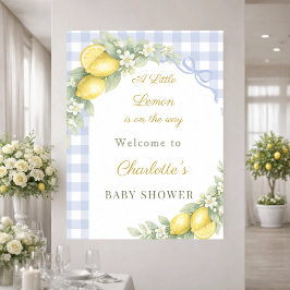 Citroenen geruite blauwe strik boy welkom Baby Sho Poster