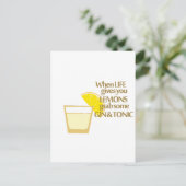citroenen, gin en tonic briefkaart (Staand voorkant)