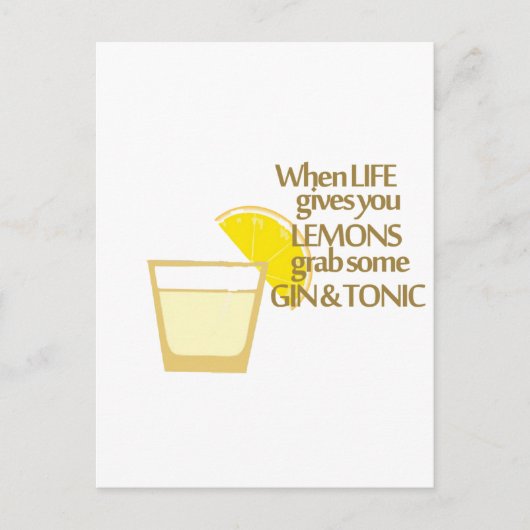citroenen, gin en tonic briefkaart (Voorkant)