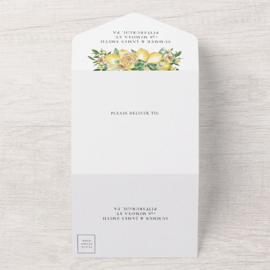 Citroenen groen bloemenmozaïek Tegels bruiloft all All In One Uitnodiging (Buitenkant)