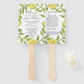 Citroenen groen bloesem bruiloft programma handwaaier (Voorkant en achterkant)