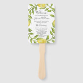 Citroenen groen bloesem bruiloft programma handwaaier (Voorkant)