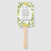 Citroenen groen bloesem bruiloft programma handwaaier (Achterkant)
