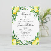 Citroenen groen bloesem brunch & bubbels kaart (Staand voorkant)