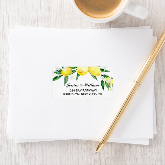 Citroenen groen bloesem Waterverf bruiloft Etiket (Insitu)