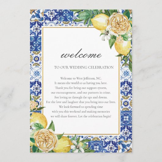 Citroenen groen bruiloft Orde van het Evenement We Programmakaart (Achterkant)