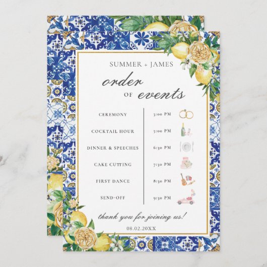 Citroenen groen bruiloft Orde van het Evenement We Programmakaart (Voorkant / Achterkant)