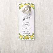 Citroenen & groen bruiloft welkom niet storen deurhanger (Op knop)