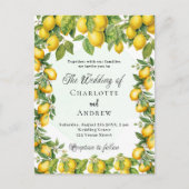Citroenen groen elegante bruiloft uitnodiging briefkaart (Voorkant)