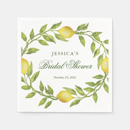 Citroenen & groen Waterverf Vrijgezellenfeest papi Servet (Voorkant)