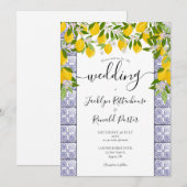 Citroenen Groene Tegel Script Trouw Kaart (Voorkant / Achterkant)