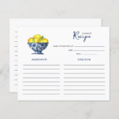 Citroenen in blauwe en witte kom Receptenkaart (Voorkant / Achterkant)