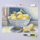 Citroenen in een blauwe kom schilderij Decoupage Tissuepapier (Craft)