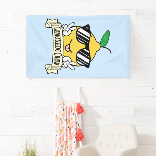 Citroenen - Kawaii Peace Hand en zonnebrillen Spandoek (Insitu)