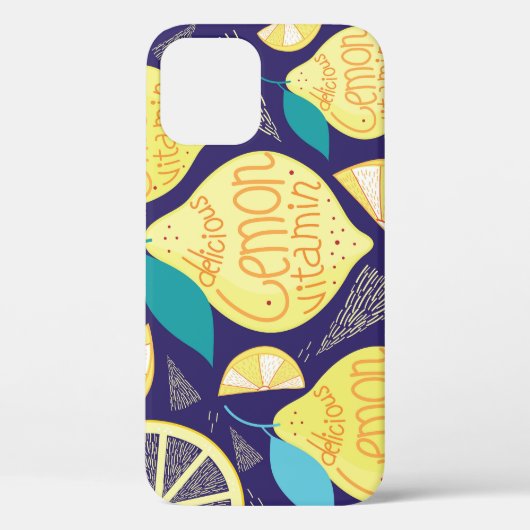 Citroenen kruidnagel: donkerblauw helder patroon Case-Mate iPhone case (Achterkant)