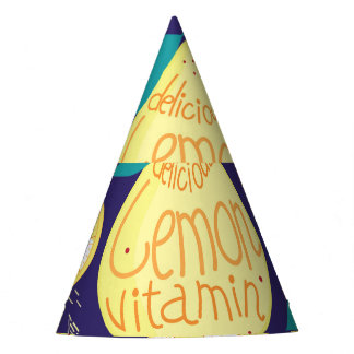 Citroenen kruidnagel: donkerblauw helder patroon feesthoedjes