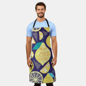 Citroenen kruidnagel: donkerblauw helder patroon schort (Gedragen)