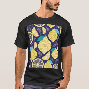 Citroenen kruidnagel: donkerblauw helder patroon t-shirt