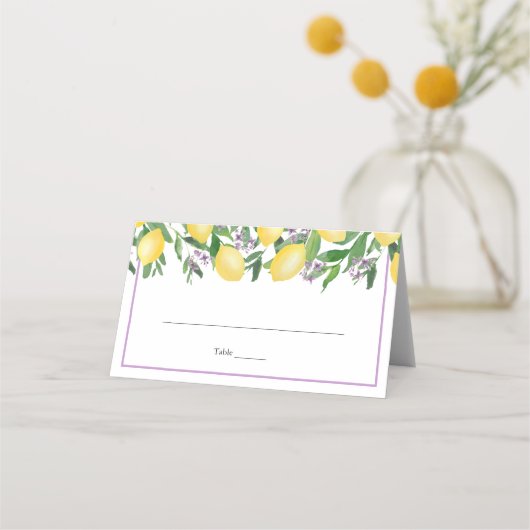 Citroenen Lavendel Gele Bruiloft Partij Plaats Kaa Plaatskaartje (Voorkant)
