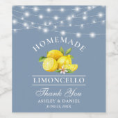 Citroenen Lichten Stoffig Blauw Limoncello Fleseti Wijn Etiket (Enkel label)