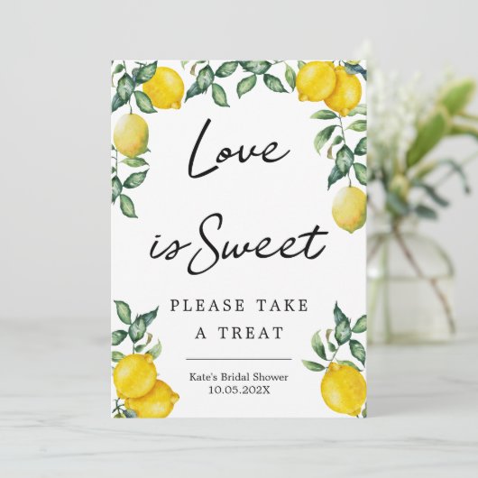 Citroenen Liefde is zoet neem een traktatie gunst  Kaart (Staand voorkant)
