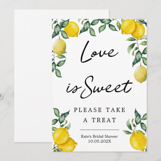 Citroenen Liefde is zoet neem een traktatie gunst  Kaart (Voorkant / Achterkant)