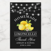 Citroenen Limoncello Lights Zwart Mini Fles Label Wijn Etiket (Enkel label)