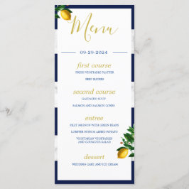 Citroenen Marine Witte Marmer Zomer Monogram Menu