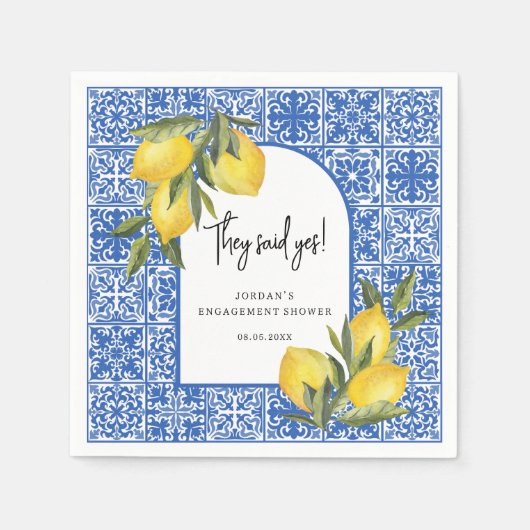 Citroenen & Mediterraan tegel Zei ja douche Servet (Voorkant)