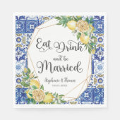 Citroenen Mediterraans Mozaïek Bruiloft Eet Drink Servet (Voorkant)