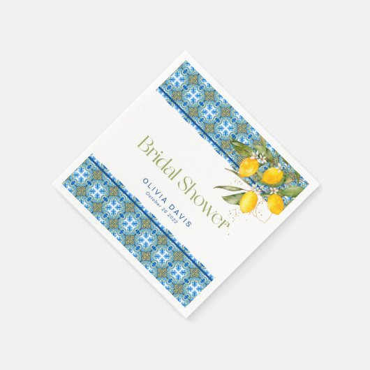 Citroenen Mediterraanse Tegels Bruidsdiner Servet (Hoek)