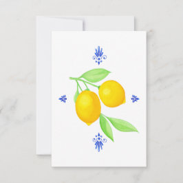 Citroenen met blauwe bloeit Dank u kaart
