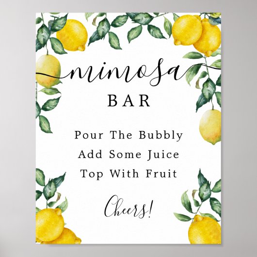 Citroenen Mimosa Bar Bord Poster (Voorkant)