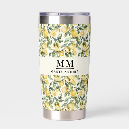 Citroenen monogram initialen naam geïsoleerde drinkbeker (Achterkant)