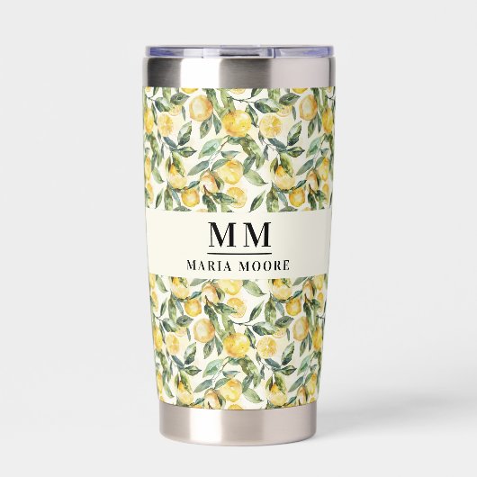 Citroenen monogram initialen naam geïsoleerde drinkbeker (Voorkant)