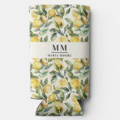 Citroenen monogram initialen naam seltzer blikjeskoeler (Achterkant)