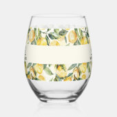 Citroenen monogram initialen naam wijnglas zonder voet (Links)