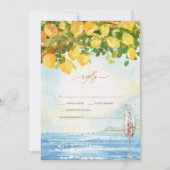 Citroenen Ocean Champagne Glass Wedding RSVP Kaart (Voorkant)