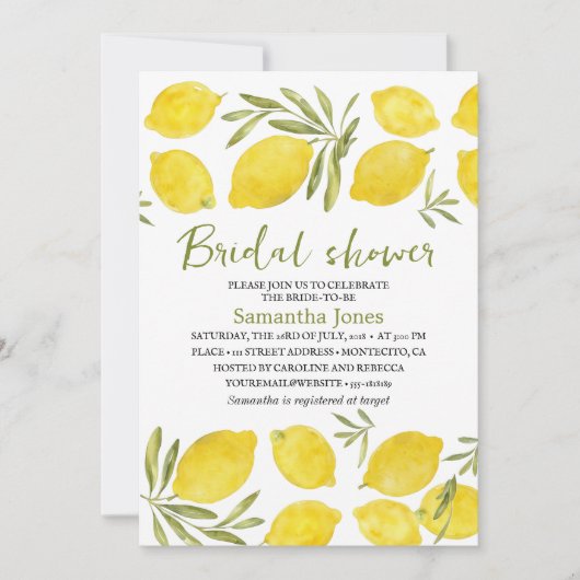 Citroenen Olijftak Geel Rustiek Vrijgezellenfeest Kaart (Voorkant)