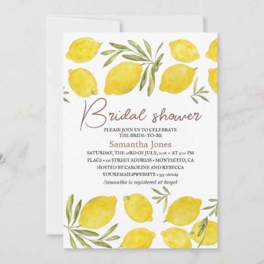 Citroenen Olijftak Geel Rustiek Vrijgezellenfeest Kaart (Voorkant)