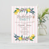 Citroenen Olijven Glas Roze Strepen Bachelorette Kaart (Staand voorkant)