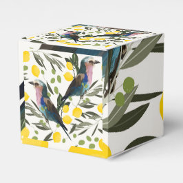 Citroenen, olijven, vogels illustratie bedankdoosjes