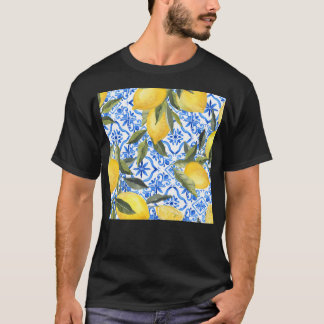 Citroenen op blauwe Tegels T-shirt