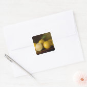 citroenen op hout vierkante sticker (Envelop)