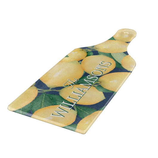 Citroenen op Navy Blue Specialized Glass Snijplank (Hoek)