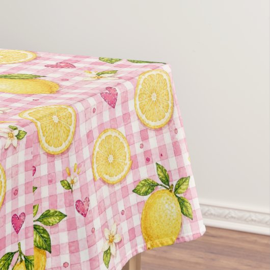 Citroenen op roze Gingham Tafelkleed (Voorbeeld)
