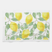 Citroenen op wijnstok ontwerp geel theedoek (Horizontaal)